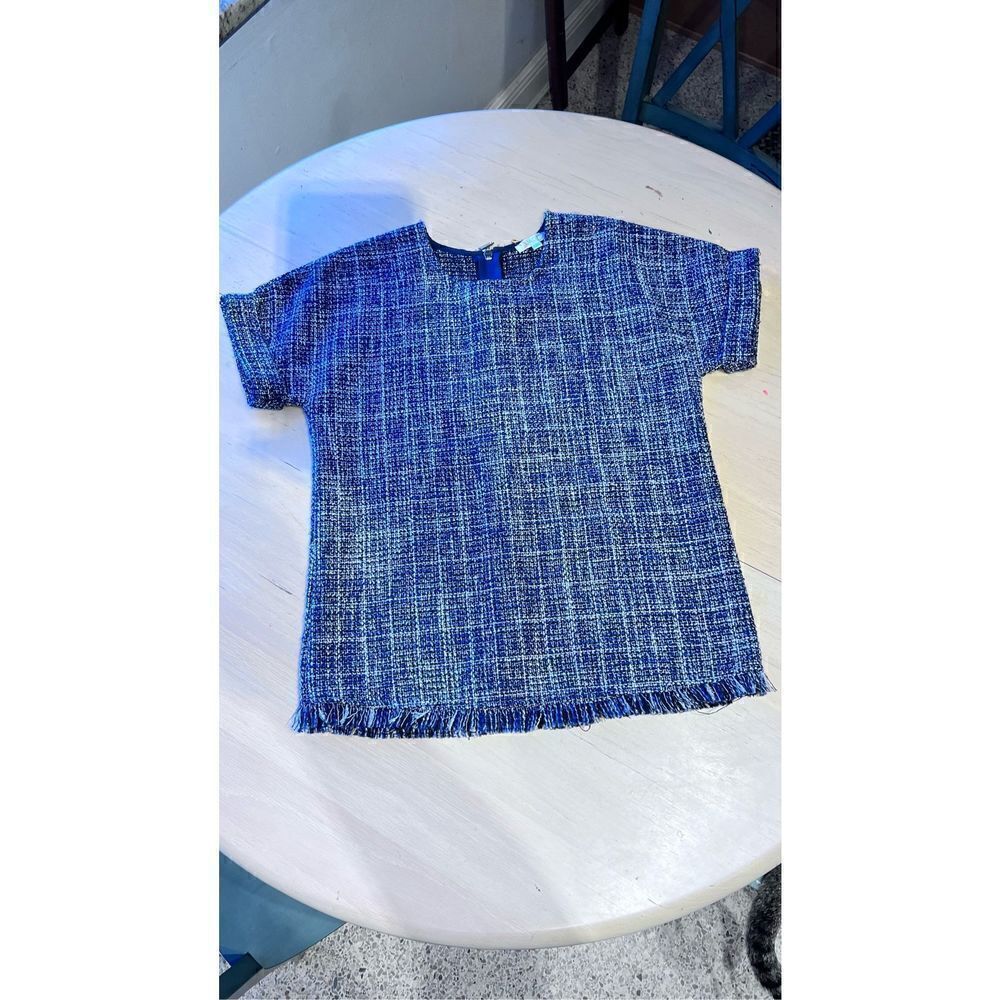 JADE MELODY TAM TWEED BLUE BLOUSE WOMENS SIZE S